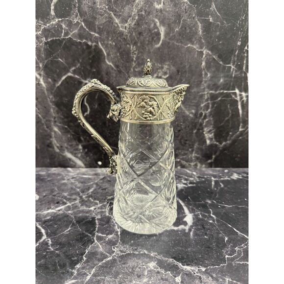 Vintage Grapevine Lot Arthur Court Tray, Wilton Mold, Glass Ewer, Wine Holder - Picture 9 of 16